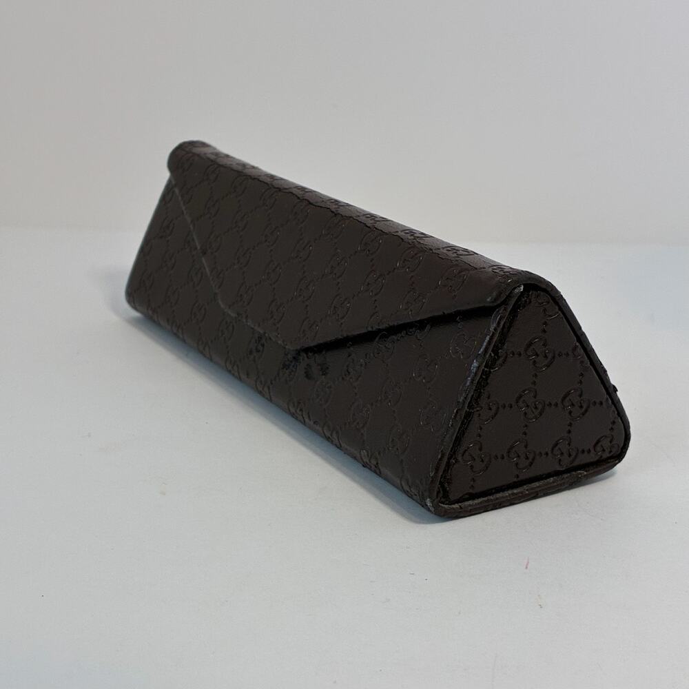 GUCCI Foldable Eyeglass / Sunglass Case Trifold Brown Leather with Embossed Logo